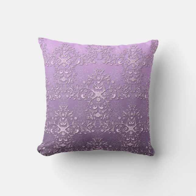 Cojín Decorativo Lavanda flexible y Damasco morado de dos tonos (Anverso)