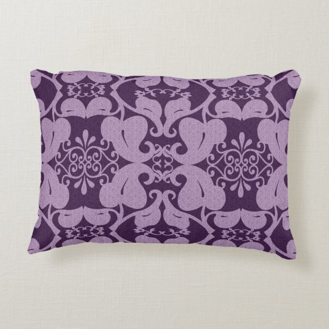 Cojín Decorativo Lavanda Púrpura Moderno Patrón Elegante de Hojas O (Reverso)