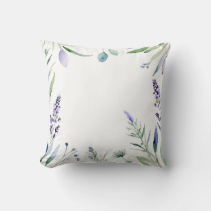 Cojín Decorativo Lavanda Y Acuarela De Eucalipto
