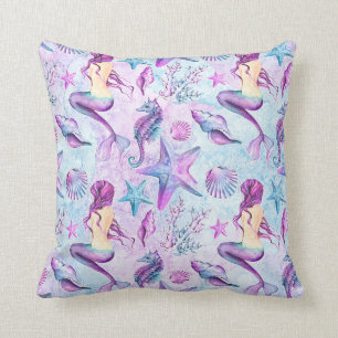 Cojín Decorativo Lavanda y aguamarina de las estrellas de mar del