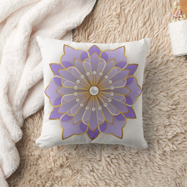 Cojín Decorativo Lavanda y flor Gold Elegante (Manta)