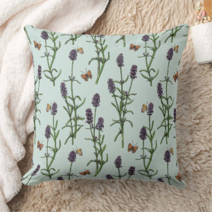 Cojín Decorativo Lavanda y mariposas en vidrio marino