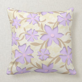 Cojín Decorativo Lavanda y patrón de flores de oro