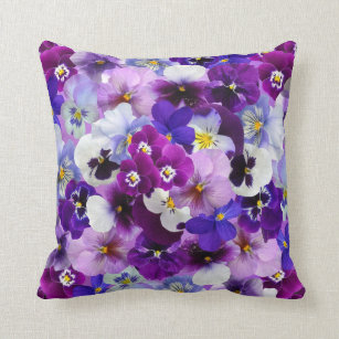 Cojín Decorativo Lavendar, Blanco, Pañuelo Floral Púrpura