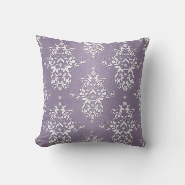 Cojín Decorativo Lavender Amethyst Floral Damask (Anverso)