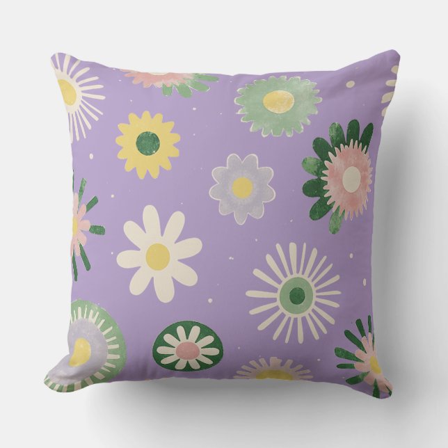 Cojín Decorativo Lavender Daisy Floral Pillow (Anverso)