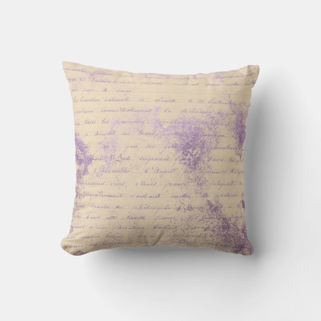 Cojín Decorativo Lavender escribiendo en crema (Anverso)