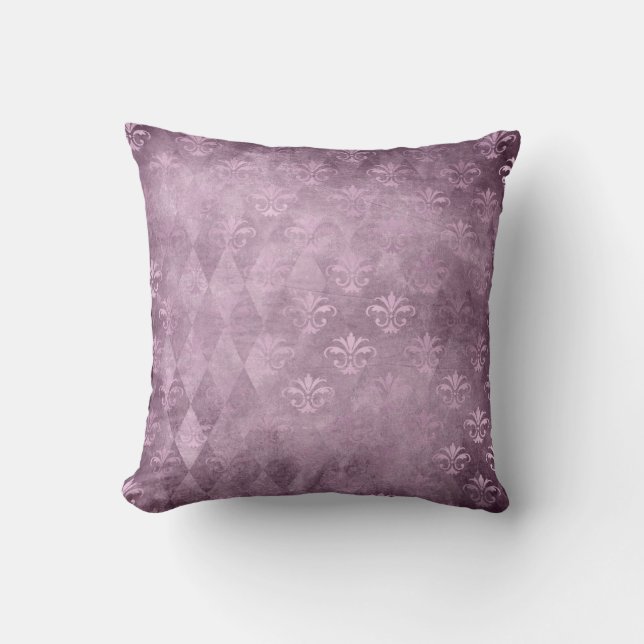 Cojín Decorativo Lavender Fleur de Lis Damask (Anverso)
