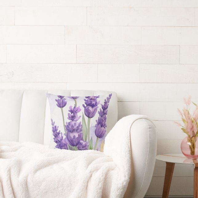 Cojín Decorativo Lavender Flower Throw Pillow | Soft Purple Floral  (Sofá)