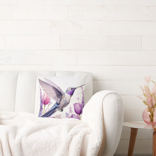 Cojín Decorativo Lavender Hummingbird Illustration (Sofá)