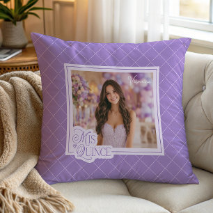 Cojín Decorativo Lavender Mis Quince Photo Quinceanera Keepsake