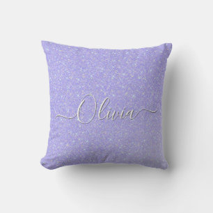 Cojín Decorativo Lavender Sparkle Soft Pastel Nombre personalizado