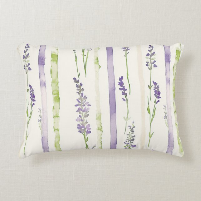 Cojín Decorativo Lavender Stripes Floral   (Anverso)