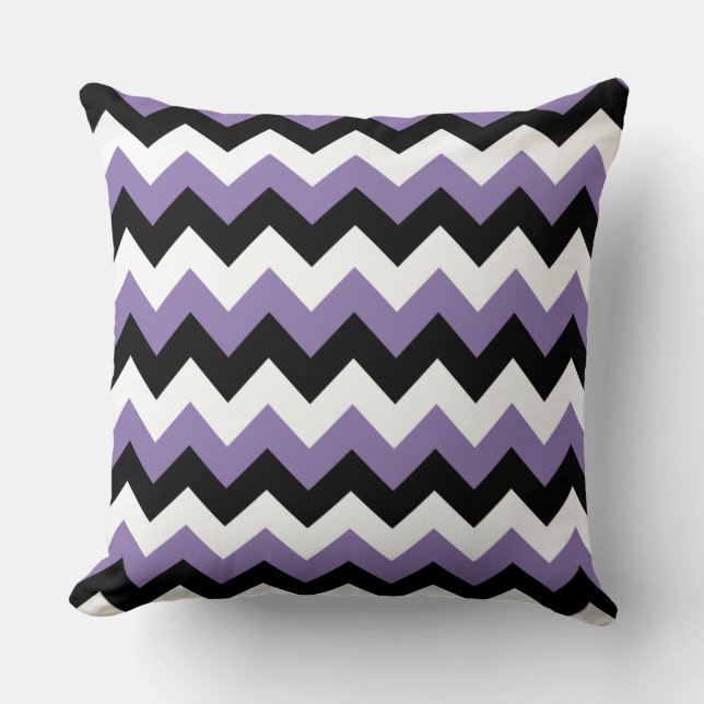 Cojín Decorativo Lavender White Black Zigzag (Anverso)