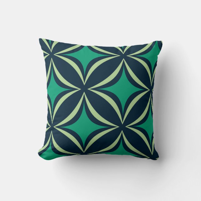 Cojín Decorativo “Layered Green- Navy Geometric Patter Throw Pillow (Anverso)