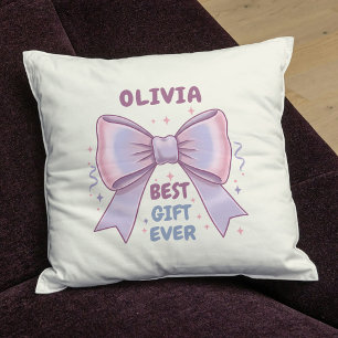 Cojín Decorativo Lazo caprichoso pastel "Mejor regalo jamás"