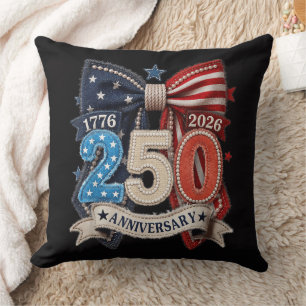 Cojín Decorativo Lazo de bandera americana 250 aniversario Patrióti