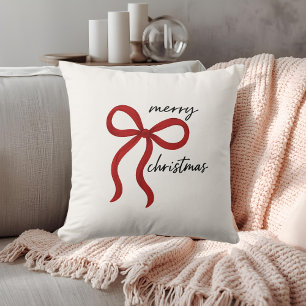 Cojín Decorativo Lazo de cinta roja minimalista Feliz Navidad