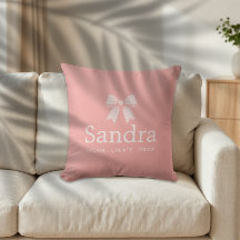 Lazo de gingham rosa con nombre personalizado