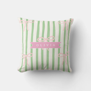 Cojín Decorativo Lazo de raya verde coqueta femenino personalizado