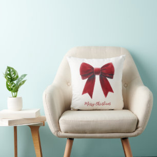 Cojín Decorativo Lazo de terciopelo rojo Navidad clásica