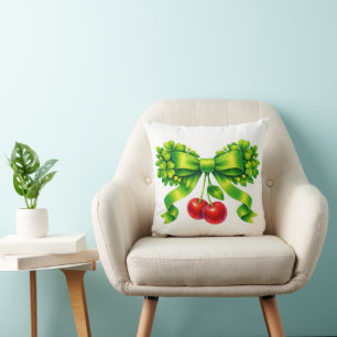 Cojín Decorativo Lazo de trébol de la suerte con diseño verde cerez