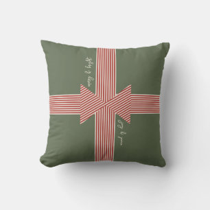 Cojín Decorativo Lazo Grande de Cinta Listada Verde