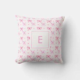Cojín Decorativo Lazo rosa coquette monograma femenino elegante