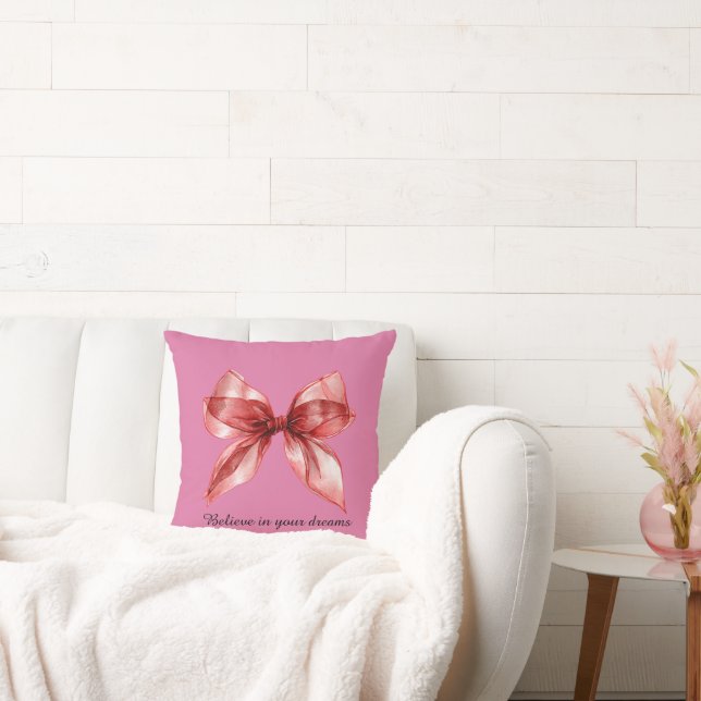 Cojín Decorativo Lazo Rosa Rojo (Sofá)