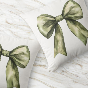 Cojín Decorativo Lazo Verde Oliva Moderno Chic Simple Minimalista E