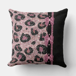 Cojín Decorativo Lazos de cinta de estampado de leopardo rosa RAB R