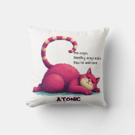 Cojín Decorativo Lazy Cat Throw Pillow – Atonic: I Nap. You Exist