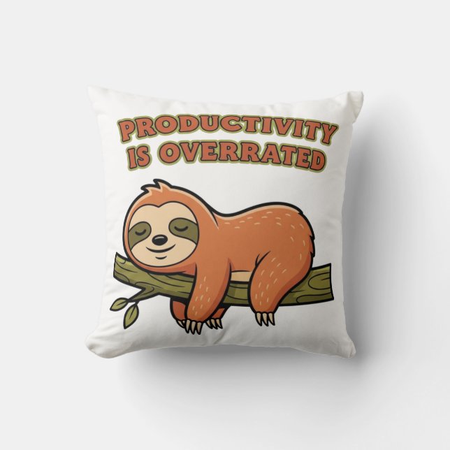 Cojín Decorativo Lazy Retro Sloth Square Throw Pillow (Anverso)