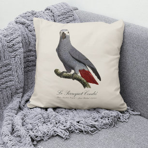 Cojín Decorativo Le Perroquet Cendre - ilustracion del siglo XIX