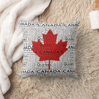 Cojín Decorativo Leaf canadiense con antecedentes de ciudad y estad