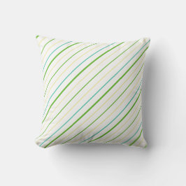 Cojín Decorativo Leaf Green, Turquesa, Amarillo, White Pin Strips