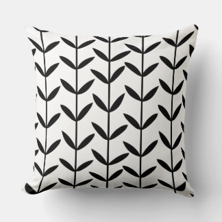 Cojín Decorativo Leaf Stems - Negro sobre blanco