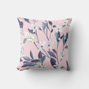 Cojín Decorativo Leavesart morado, flor, qué pintado a mano