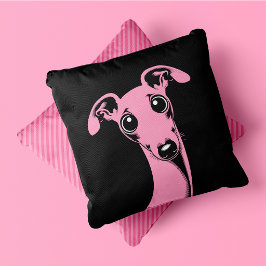 Cojín Decorativo Lebrel Italiano Pop Art Rosa y Negro