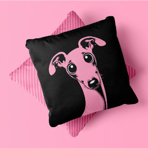 Cojín Decorativo Lebrel Italiano Pop Art Rosa y Negro