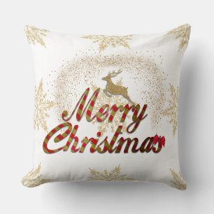 Cojín Decorativo Lechón de nieve de reno dorado/almohada de corazón
