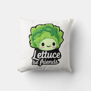 Cojín Decorativo Lechuga Kawaii Adorable – “Seamos amigos de la lec