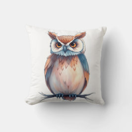 Cojín Decorativo Lechuza acuarela con elementos estelares