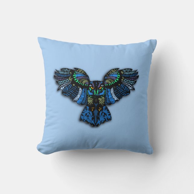 Cojín Decorativo Lechuza azul (Anverso)