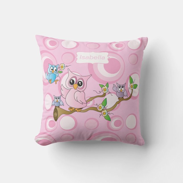 Cojín Decorativo Lechuza Bebé Rosa (Anverso)