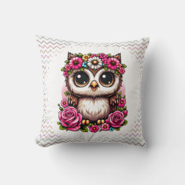 Cojín Decorativo Lechuza blanda con margarita y corona Rosa