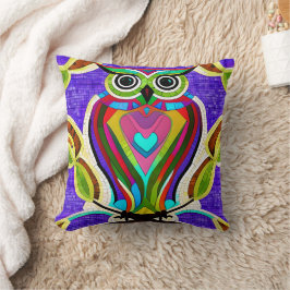 Cojín Decorativo Lechuza colorida con corazón