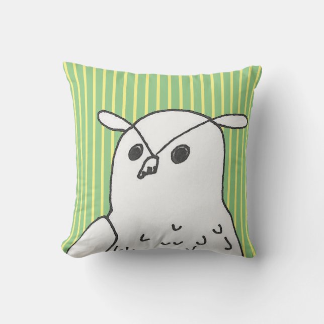Cojín Decorativo Lechuza Cute de Arte Animal Green Woodland (Anverso)