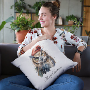 Cojín Decorativo Lechuza de invierno encantada, personalizado