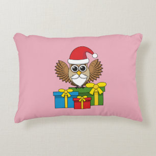 Cojín Decorativo Lechuza de Santa Claus con regalos